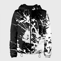 Куртка с капюшоном женская Взрывная белая краска на чёрном, цвет: 3D-черный
