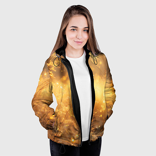 Женская куртка Золотые лучи солнца на рассвете / 3D-Черный – фото 3