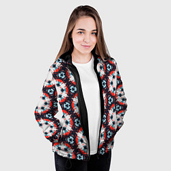 Куртка с капюшоном женская Звездный узор в шестиугольниках, цвет: 3D-черный — фото 2