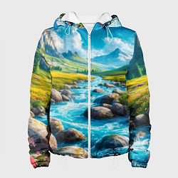 Женская куртка Пейзаж художественный горы речка камни