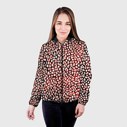 Куртка с капюшоном женская Тёмный красный с белыми пятнышками, цвет: 3D-черный — фото 2