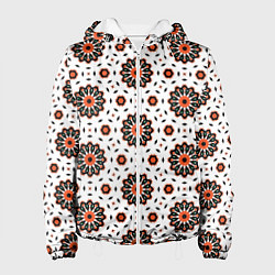 Куртка с капюшоном женская Геометрические цветы на белом, цвет: 3D-белый