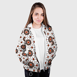 Куртка с капюшоном женская Геометрические цветы на белом, цвет: 3D-белый — фото 2