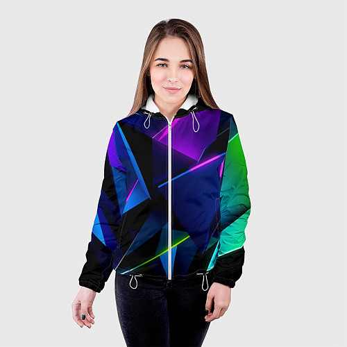 Женская куртка Neon geometric / 3D-Белый – фото 4