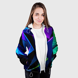 Куртка с капюшоном женская Neon geometric, цвет: 3D-белый — фото 2
