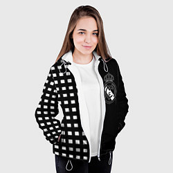 Куртка с капюшоном женская Real Madrid клетка, цвет: 3D-белый — фото 2