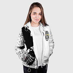 Куртка с капюшоном женская Ювентус черная птица краски, цвет: 3D-белый — фото 2