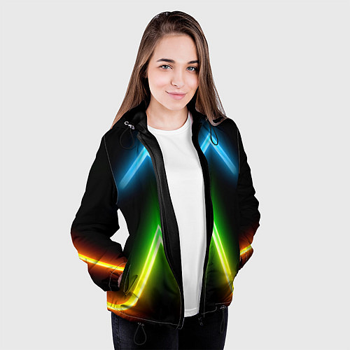 Женская куртка Neon multicolored lines / 3D-Черный – фото 3