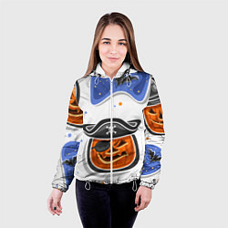 Куртка с капюшоном женская Радостный хэллоуин, цвет: 3D-белый — фото 2