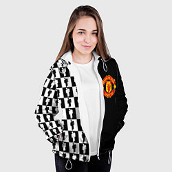 Куртка с капюшоном женская Манчестер Юнайтед текстура люди, цвет: 3D-белый — фото 2