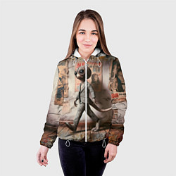 Куртка с капюшоном женская Пришелец в костюме в полосочку, цвет: 3D-белый — фото 2