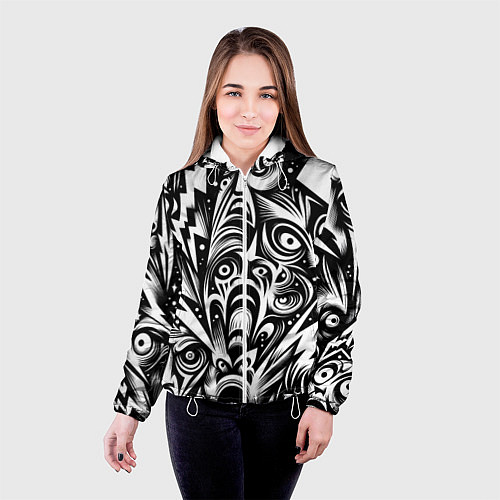 Женская куртка Lightnings and faces - ai art fantasy / 3D-Белый – фото 4