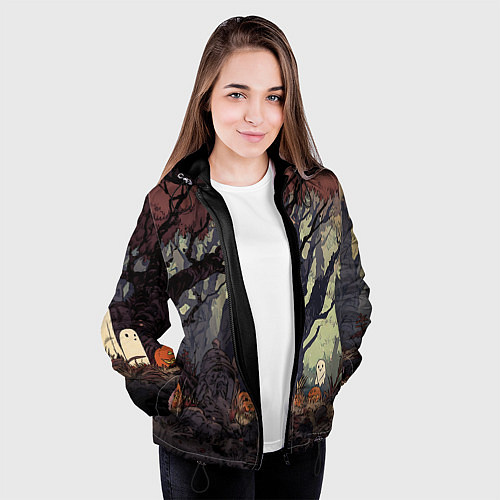 Женская куртка Призрачный лес / 3D-Черный – фото 3