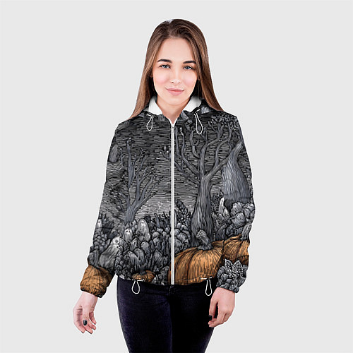 Женская куртка Осенние шалости духов / 3D-Белый – фото 4