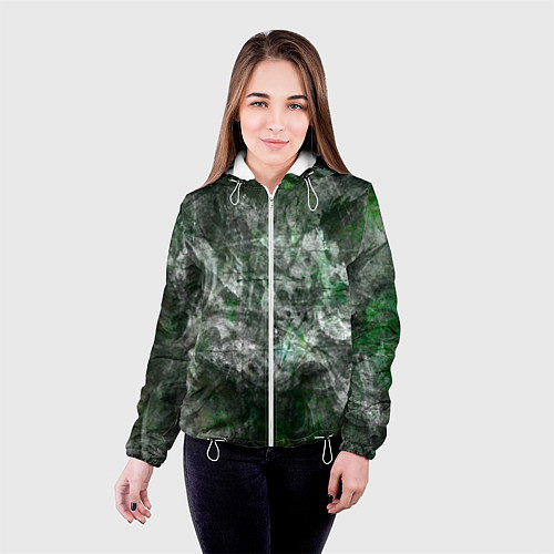 Женская куртка Абстракция - acid boom / 3D-Белый – фото 4