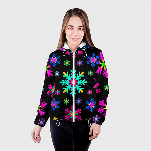 Женская куртка Снежинки ретро / 3D-Белый – фото 4