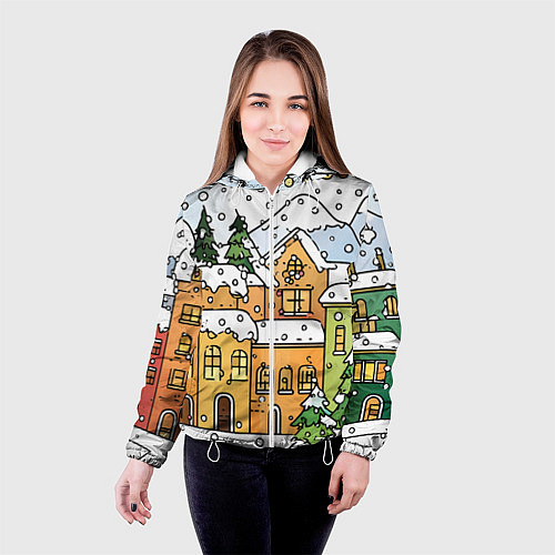 Женская куртка Новогодний снегопад / 3D-Белый – фото 4
