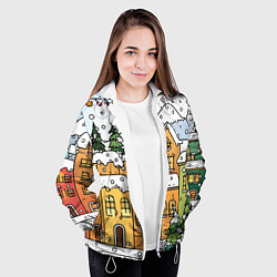 Куртка с капюшоном женская Новогодний снегопад, цвет: 3D-белый — фото 2