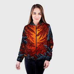 Куртка с капюшоном женская Новогодние ветки елок, цвет: 3D-черный — фото 2