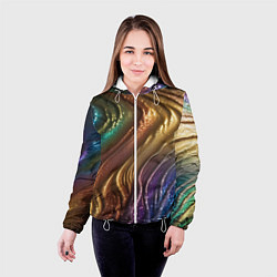 Куртка с капюшоном женская Сморщенные складочки жидкости, цвет: 3D-белый — фото 2