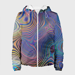Куртка с капюшоном женская Абстрактная рябь, цвет: 3D-белый