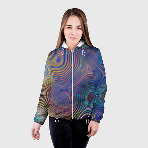 Женская куртка Абстрактная рябь / 3D-Белый – фото 4