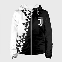 Женская куртка Juventus черно белая геометрия текстура