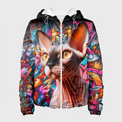 Женская куртка Sphynx on a graffiti background