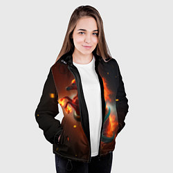 Куртка с капюшоном женская Смена зелёной змеи на красную огненную лошадь, цвет: 3D-черный — фото 2
