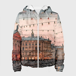 Куртка с капюшоном женская Новогодний зимний Питер, цвет: 3D-белый