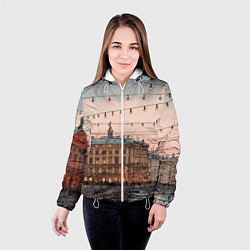 Куртка с капюшоном женская Новогодний зимний Питер, цвет: 3D-белый — фото 2