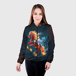 Куртка с капюшоном женская Огненная лошадь киборг, цвет: 3D-черный — фото 2