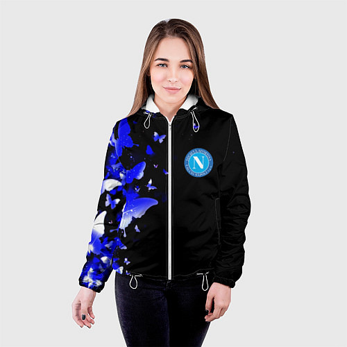Женская куртка Наполи бабочки текстура / 3D-Белый – фото 4