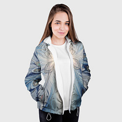 Куртка с капюшоном женская Ледяной перьевой орнамент со светом, цвет: 3D-белый — фото 2