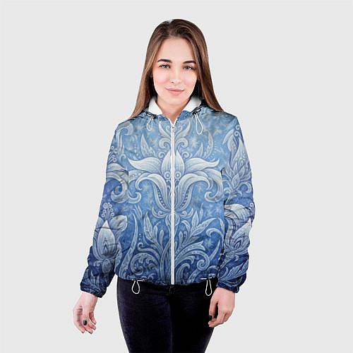 Женская куртка Ледяной цветочный орнамент / 3D-Белый – фото 4