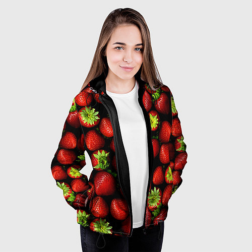 Женская куртка Клубничка / 3D-Черный – фото 3