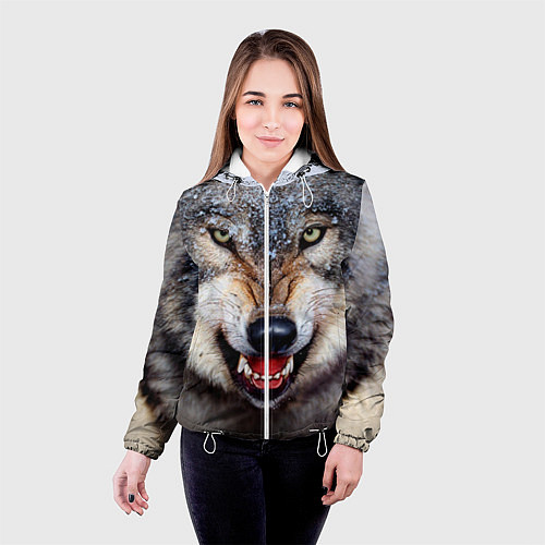 Женская куртка Взгляд волка / 3D-Белый – фото 4