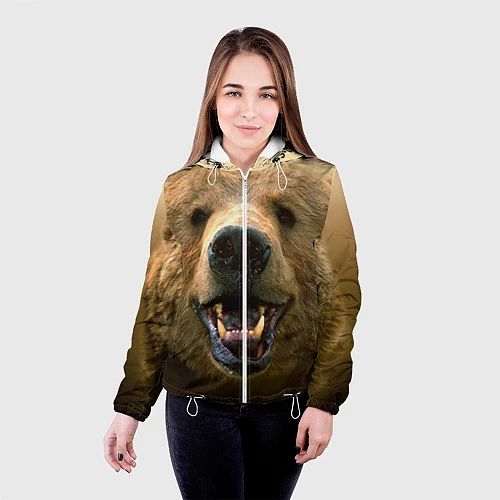 Женская куртка Взгляд медведя / 3D-Белый – фото 4