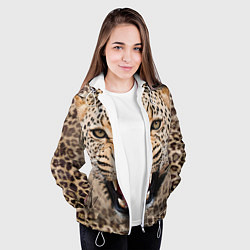 Куртка с капюшоном женская Взгляд леопарда, цвет: 3D-белый — фото 2
