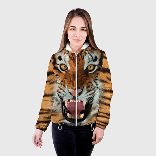 Женская куртка Взгляд тигра / 3D-Белый – фото 4