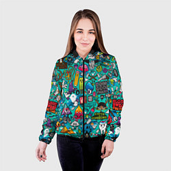 Куртка с капюшоном женская Стикербомбинг, цвет: 3D-черный — фото 2