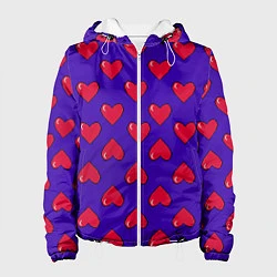 Куртка с капюшоном женская Hearts Pattern, цвет: 3D-белый