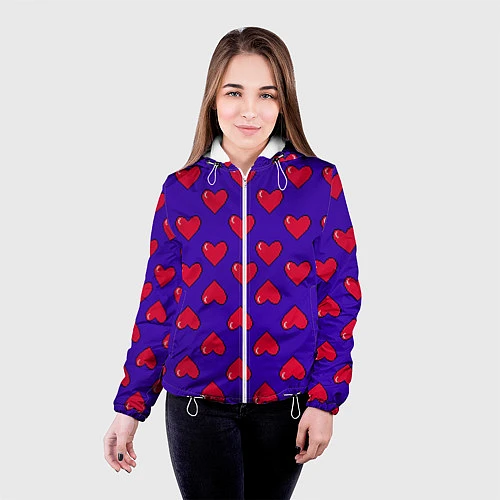 Женская куртка Hearts Pattern / 3D-Белый – фото 4