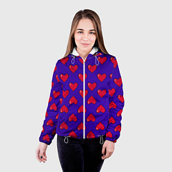 Куртка с капюшоном женская Hearts Pattern, цвет: 3D-белый — фото 2