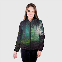 Куртка с капюшоном женская Таинственный лес, цвет: 3D-черный — фото 2