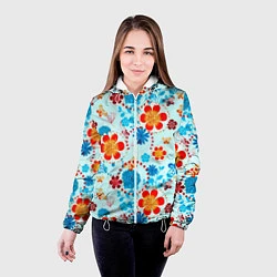Куртка с капюшоном женская Цветочная роспись, цвет: 3D-белый — фото 2