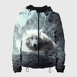Куртка с капюшоном женская Волк в горах, цвет: 3D-черный