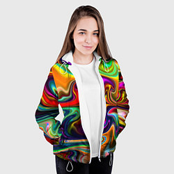 Куртка с капюшоном женская Неоновые разводы, цвет: 3D-белый — фото 2