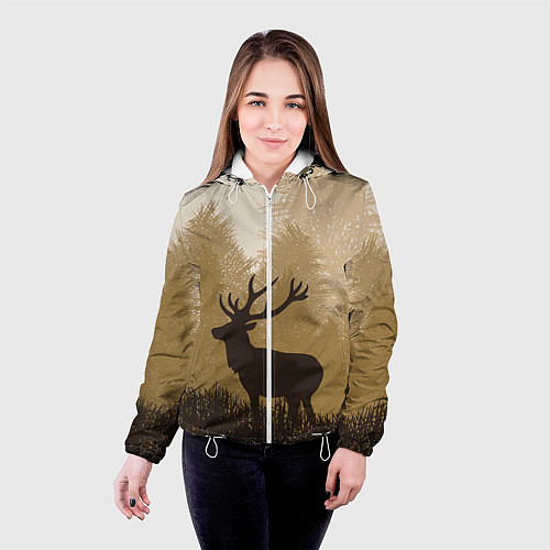 Женская куртка Олень на охоте / 3D-Белый – фото 4