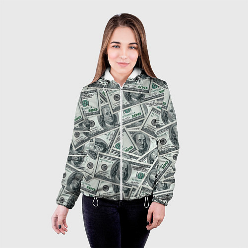 Женская куртка Банкноты / 3D-Белый – фото 4